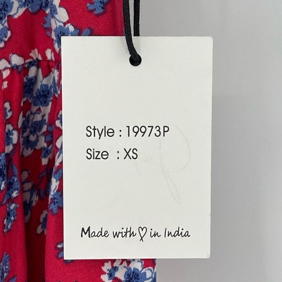 Japna Floral Ruffle Short Sleeve Off The Shoulder Flowy Top Boho Juniors XS Red - Picture 4 of 5